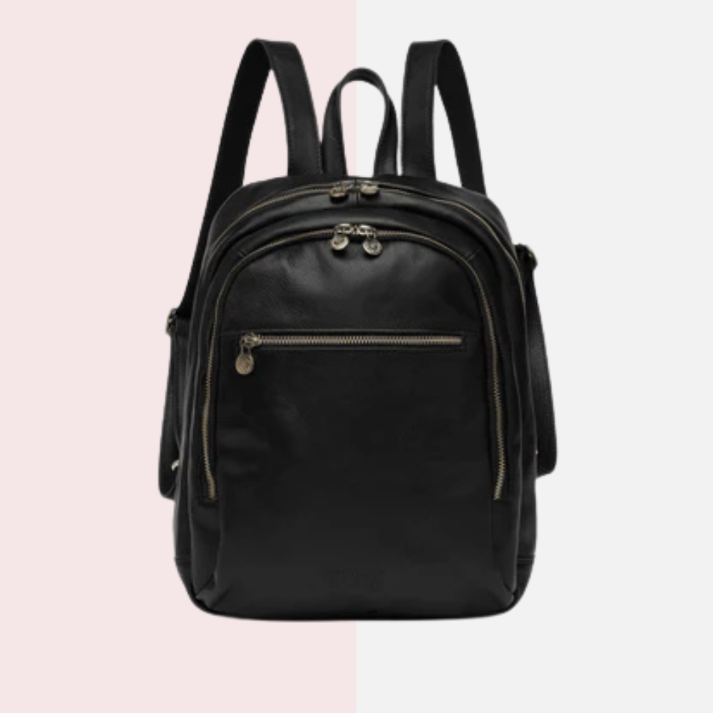 Archy Black Leather Business Backpack