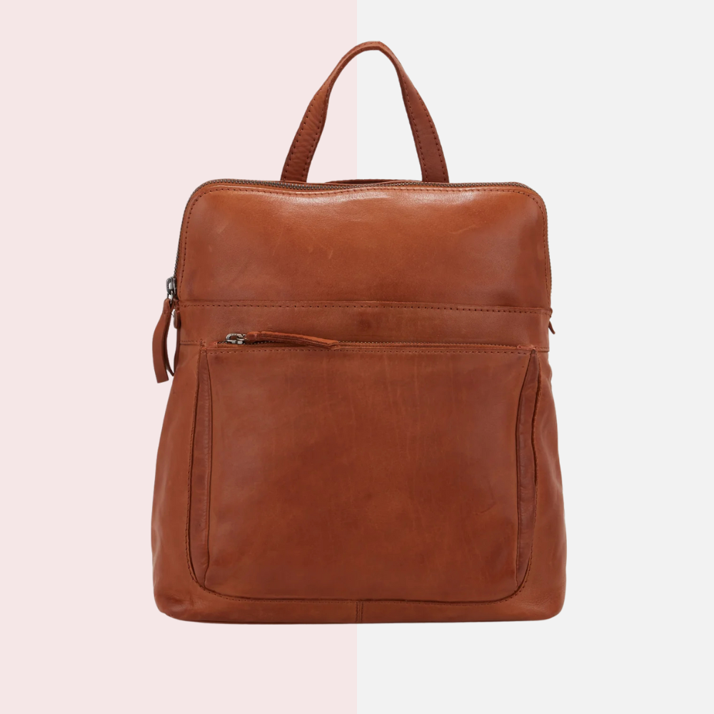 Brown leather convertible backpack