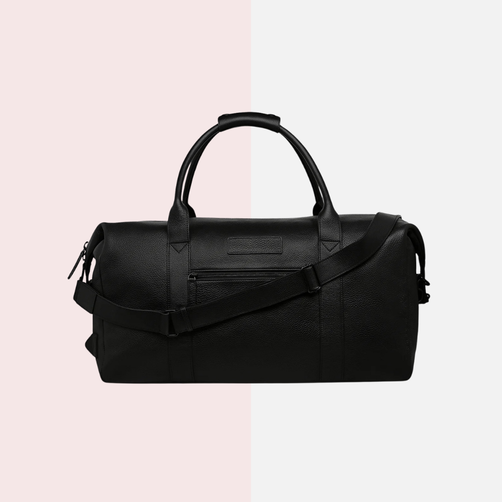 Black Luxe Leather Duffle Bag
