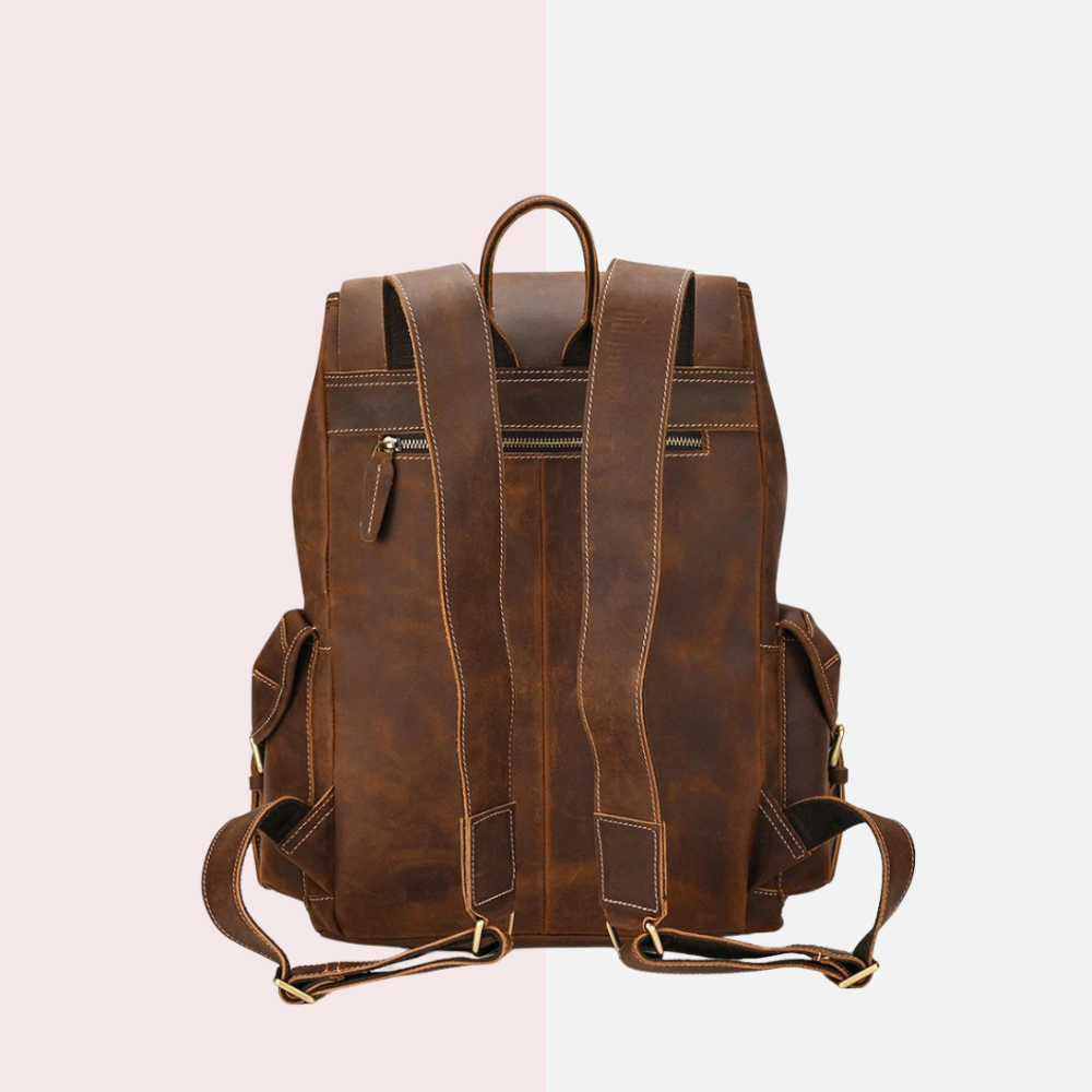 Vintage Dark Brown Leather Backpack