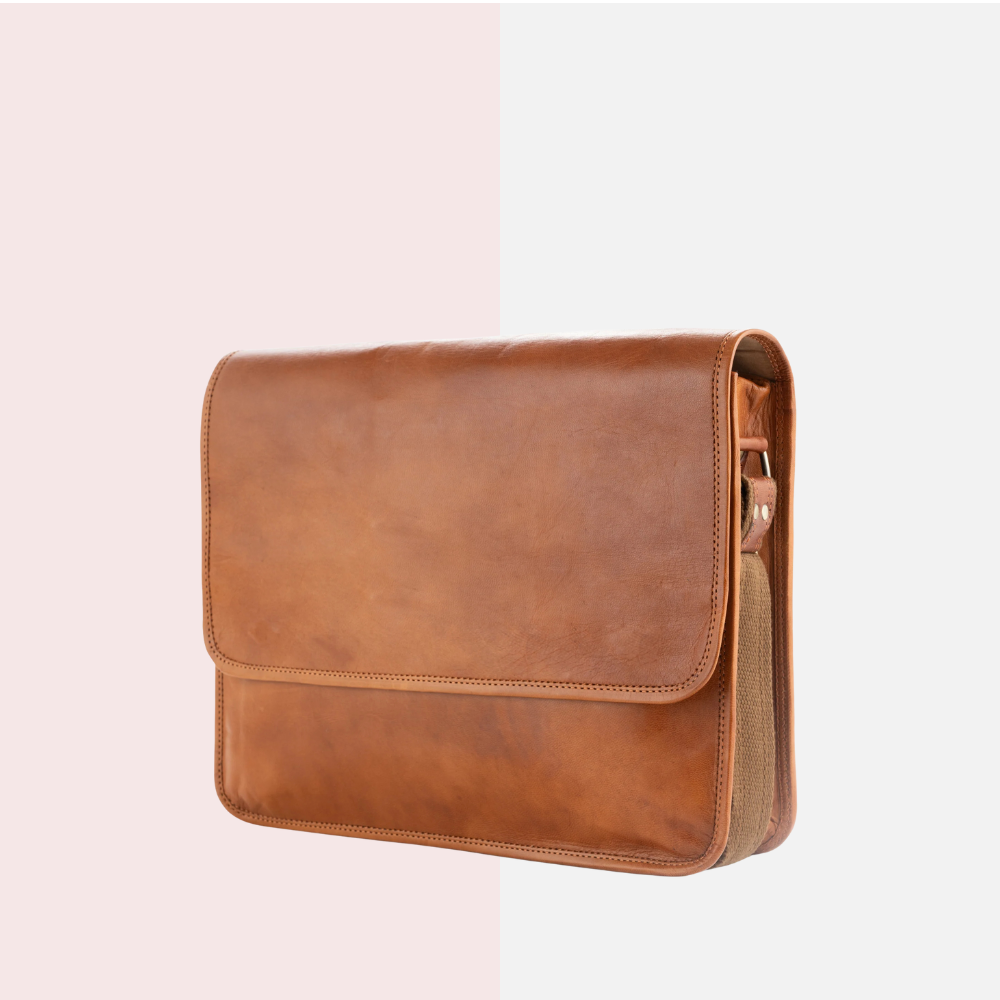 Sleek Leather Laptop Messenger