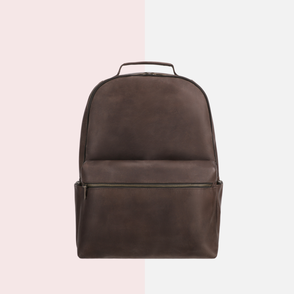 Dark Brown Full-Grain Leather Backpack