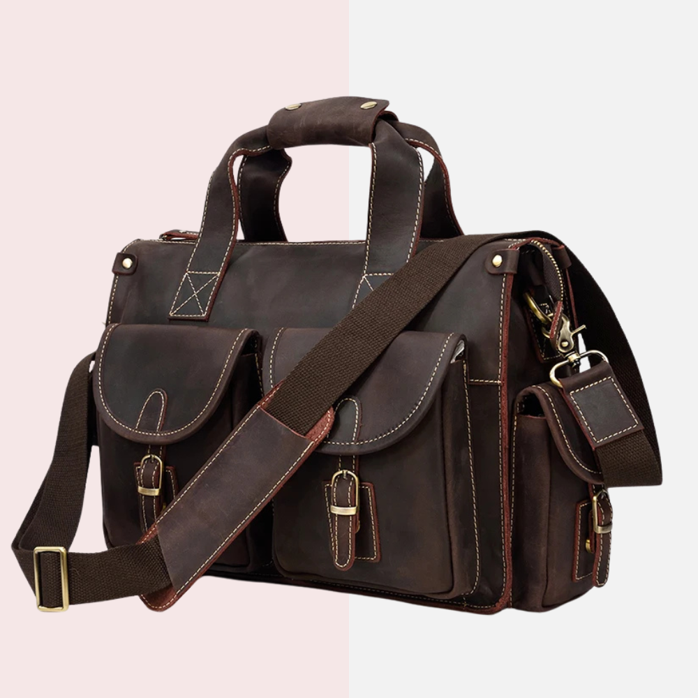 Dark Brown Leather Laptop Bag