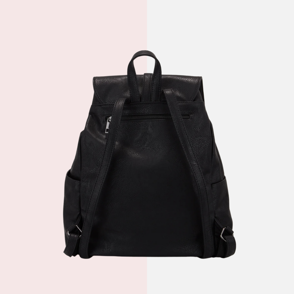 Black Multi-Compartment Leather Backpack