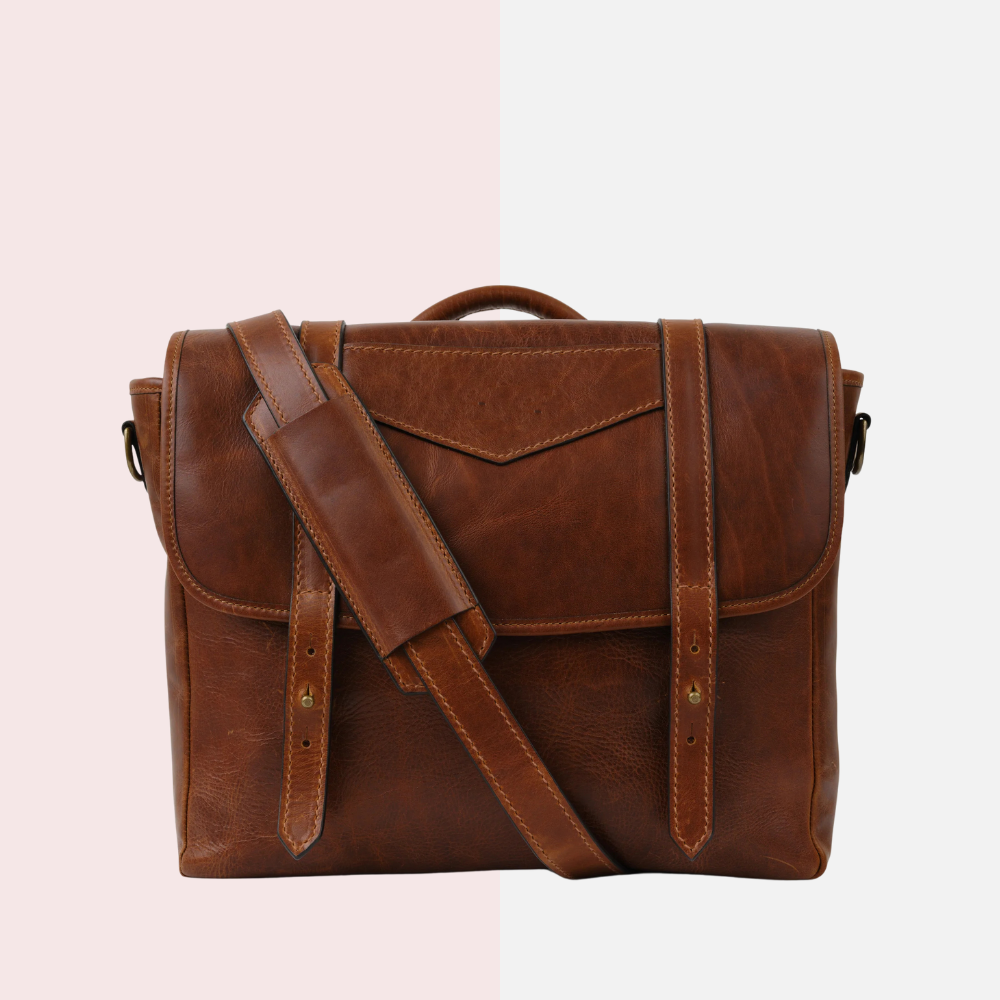 Cognac Brown Laptop Briefcase