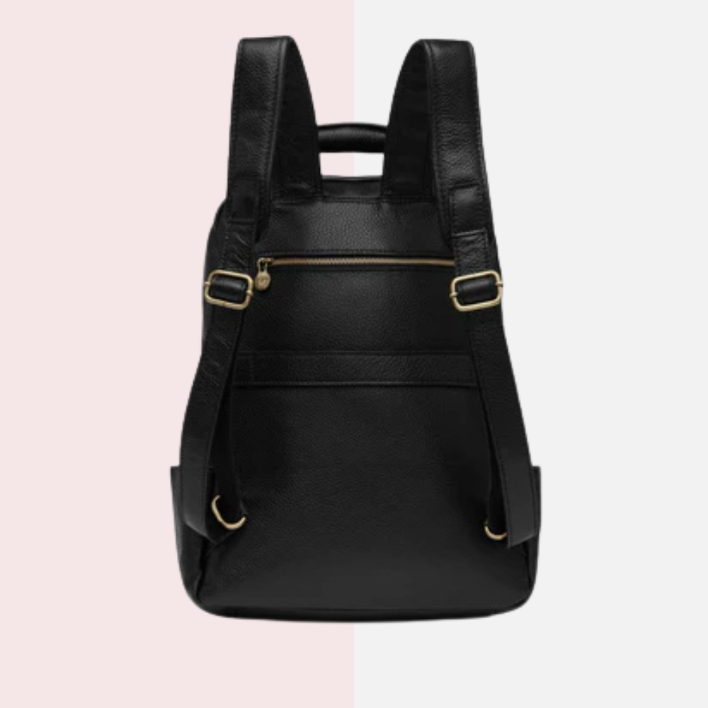 Black Leather Laptop Backpack
