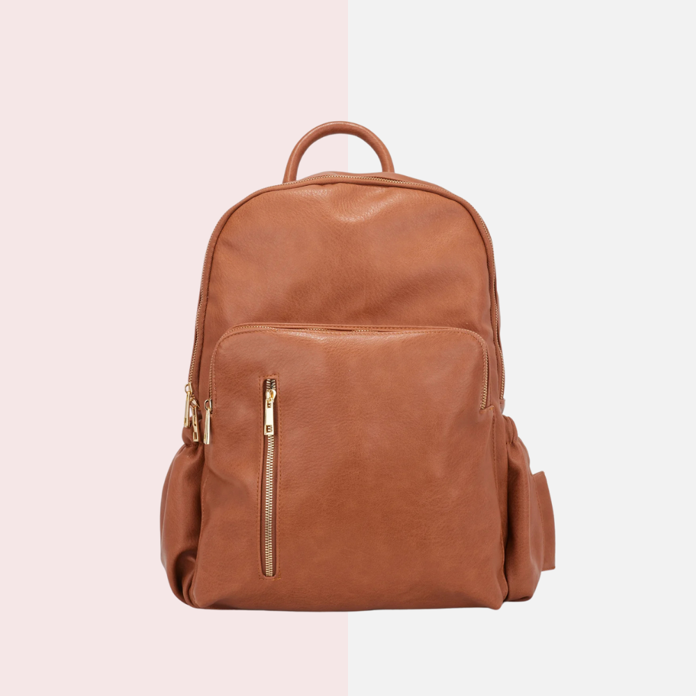 Tan Brown Round Top Backpack