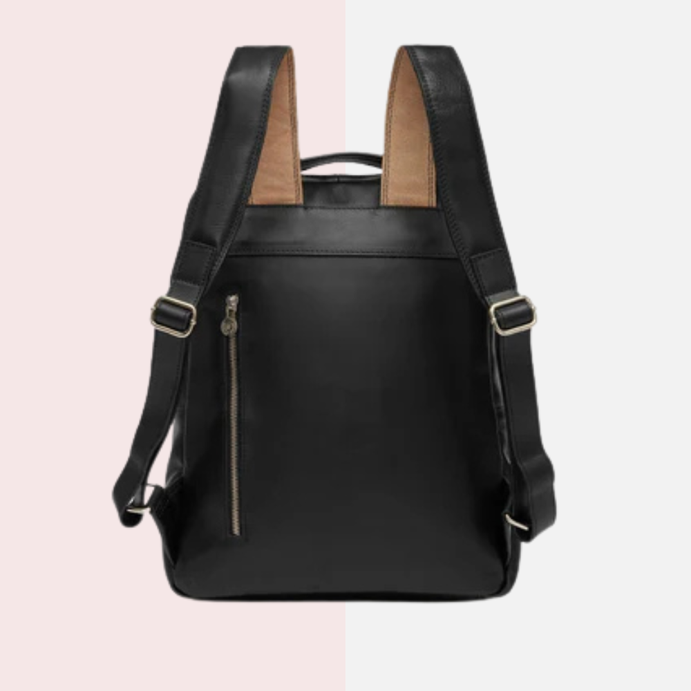 Salvador Black Leather Laptop Backpack