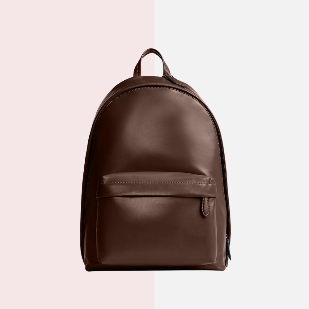 Minimalist Brown Leather Backpack