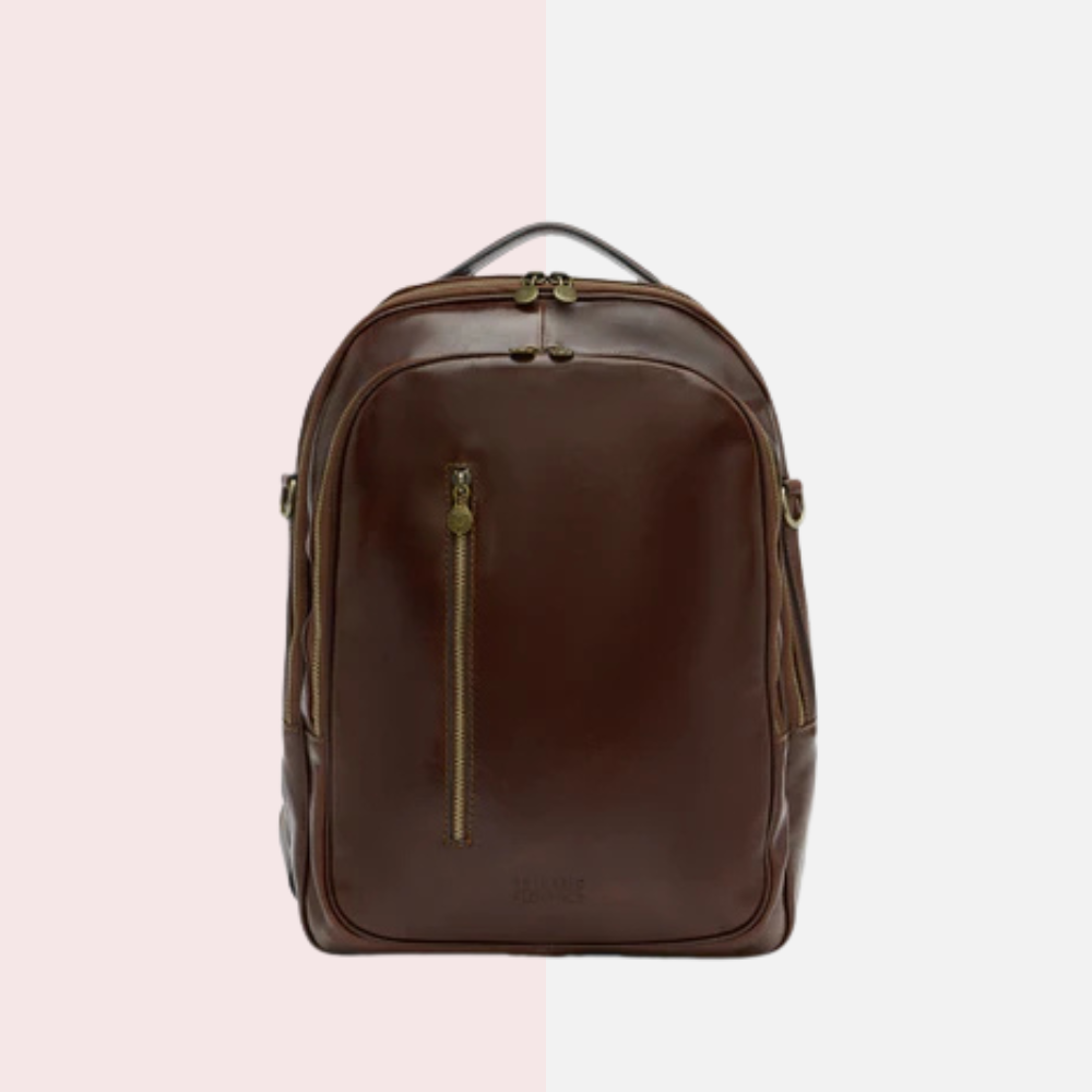 Brown Leather Laptop Backpack
