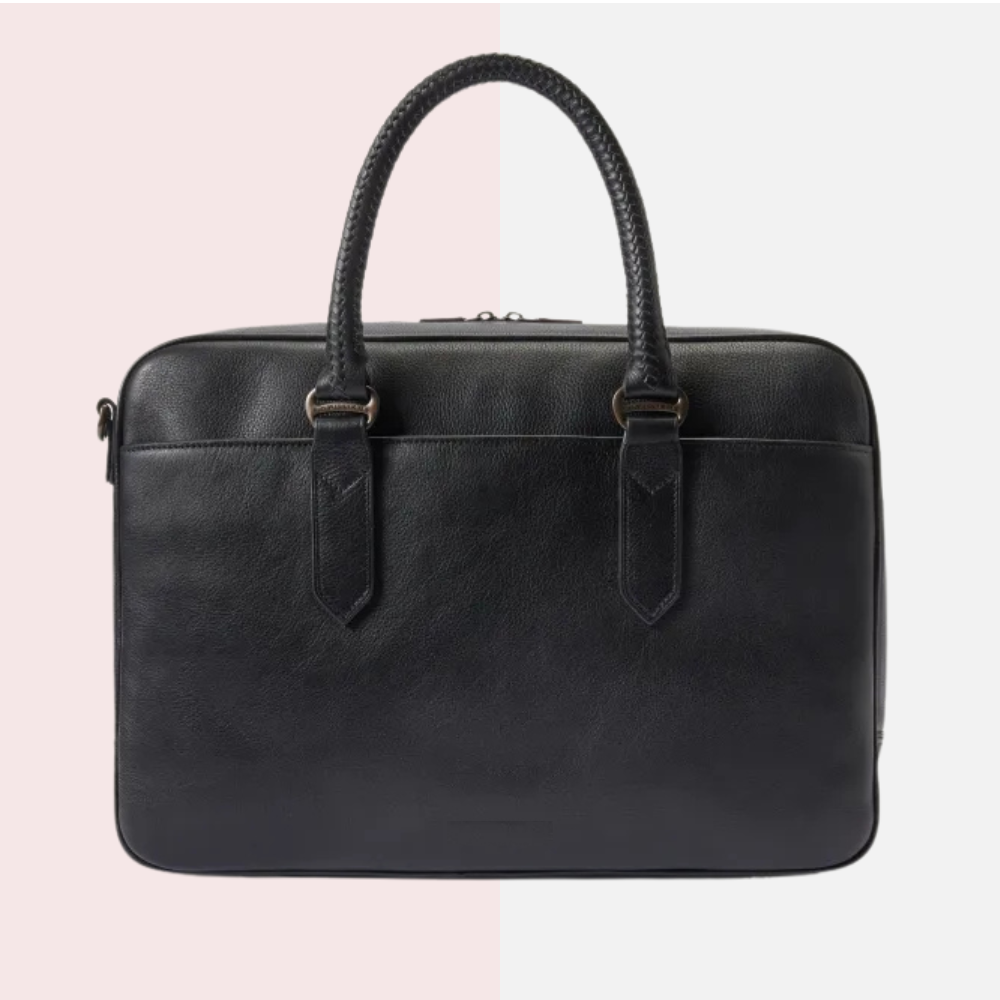 Black Leather Pebble grain Briefcase