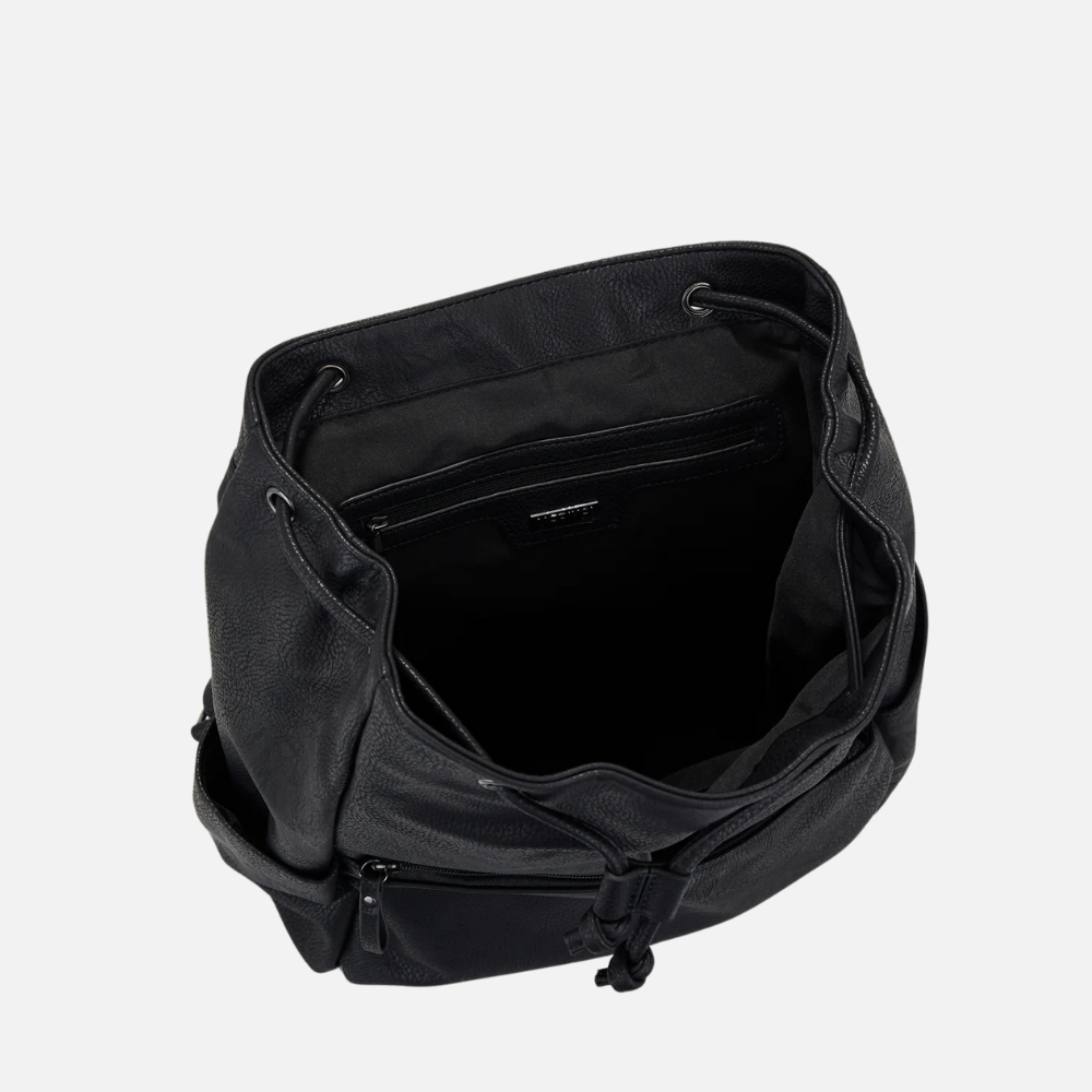 Black Multi-Compartment Leather Backpack
