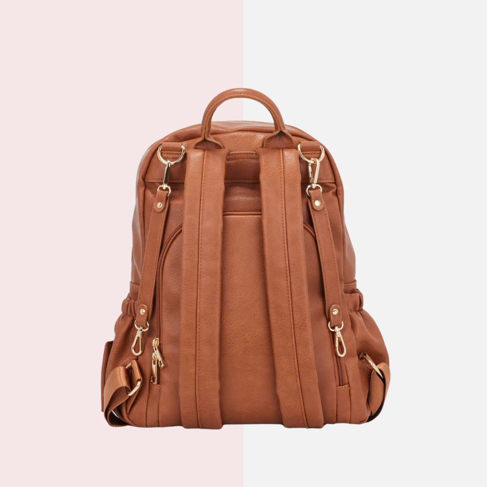 Tan Brown Round Top Backpack