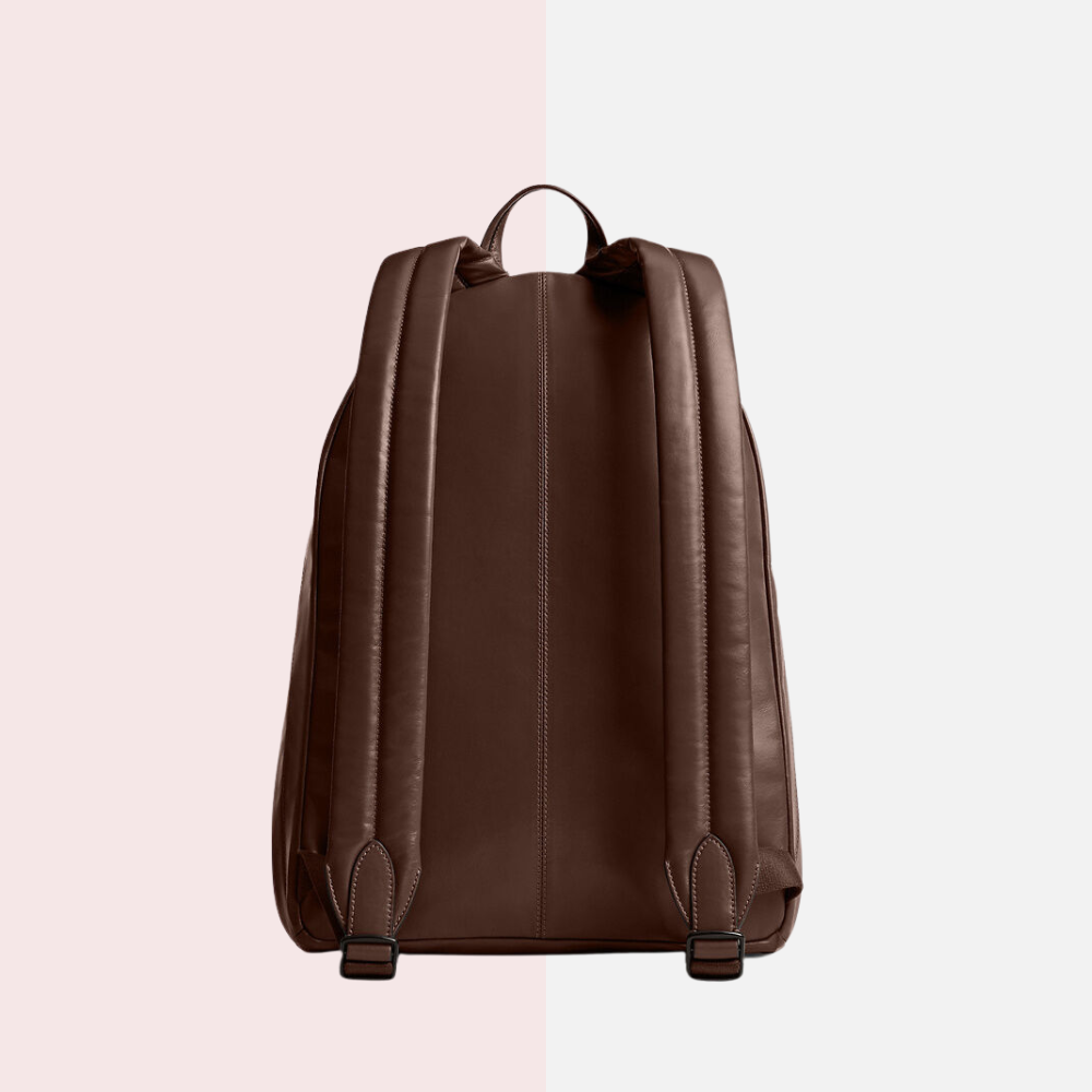 Minimalist Brown Leather Backpack