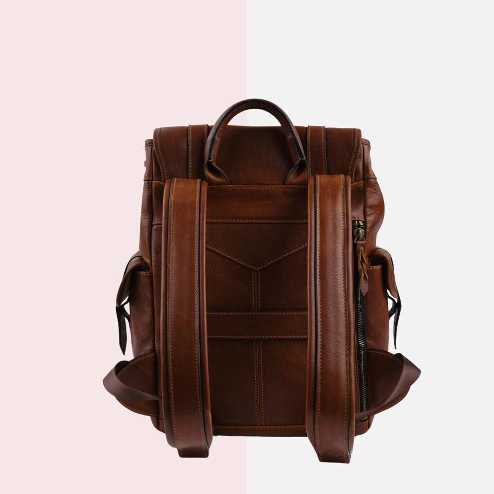 Cognac Brown Leather Backpack