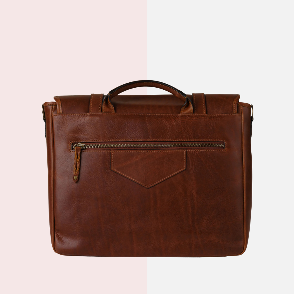 Cognac Brown Laptop Briefcase