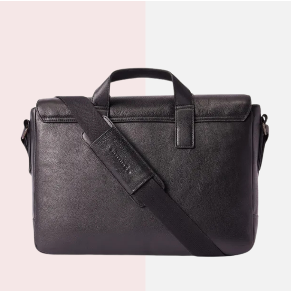 Black Leather Laptop Messenger