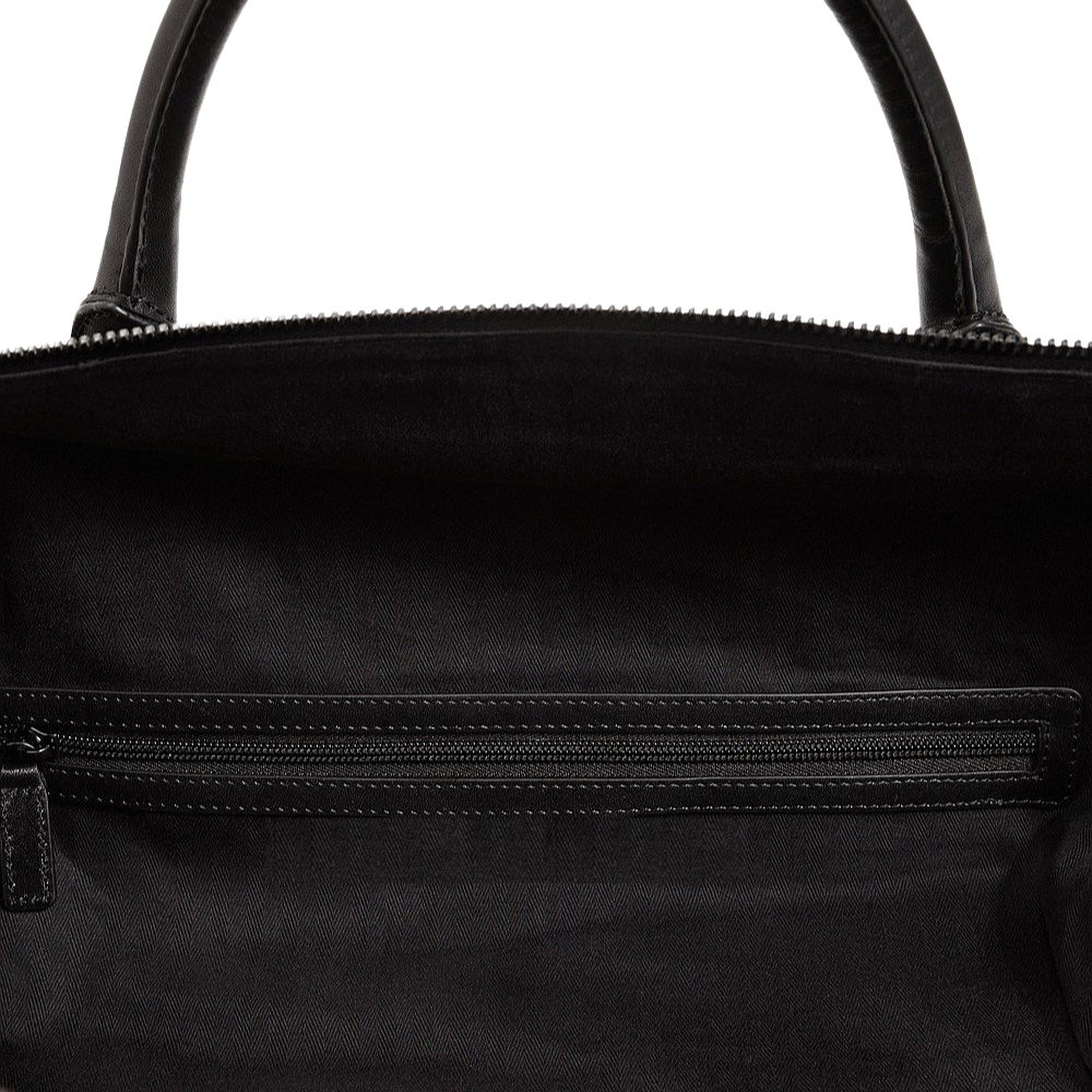 Black Textural Leather Weekender Bag