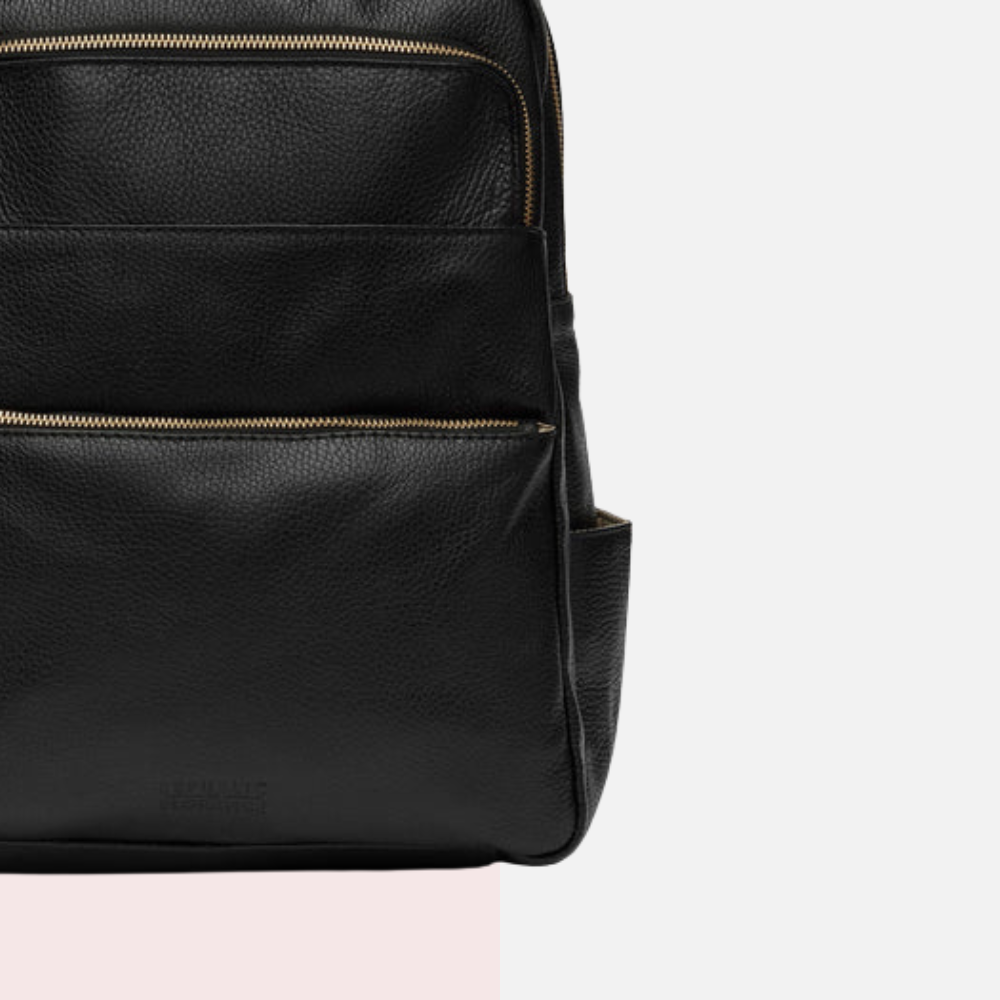 Black Leather Laptop Backpack