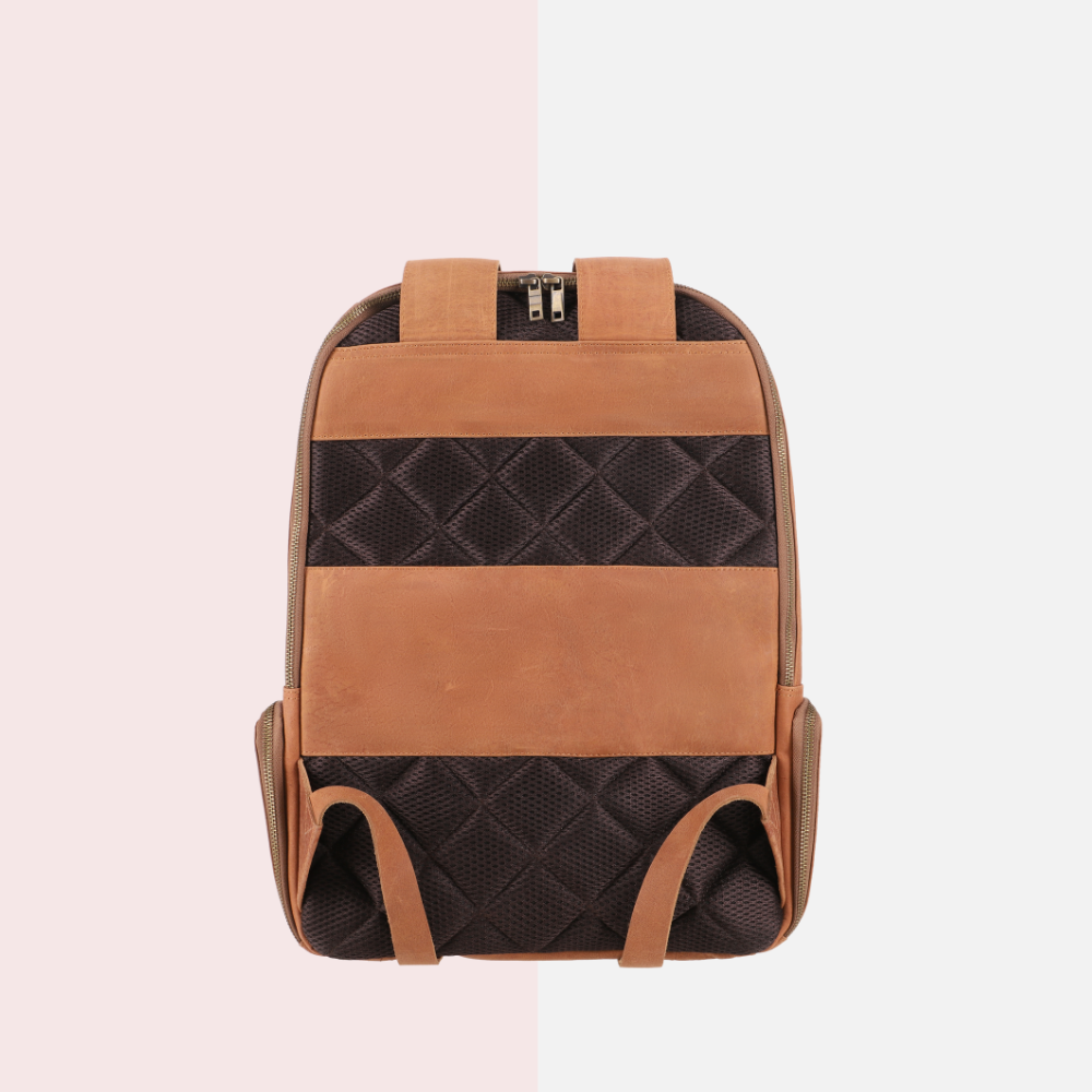 Tan Full-Grain Leather Backpack