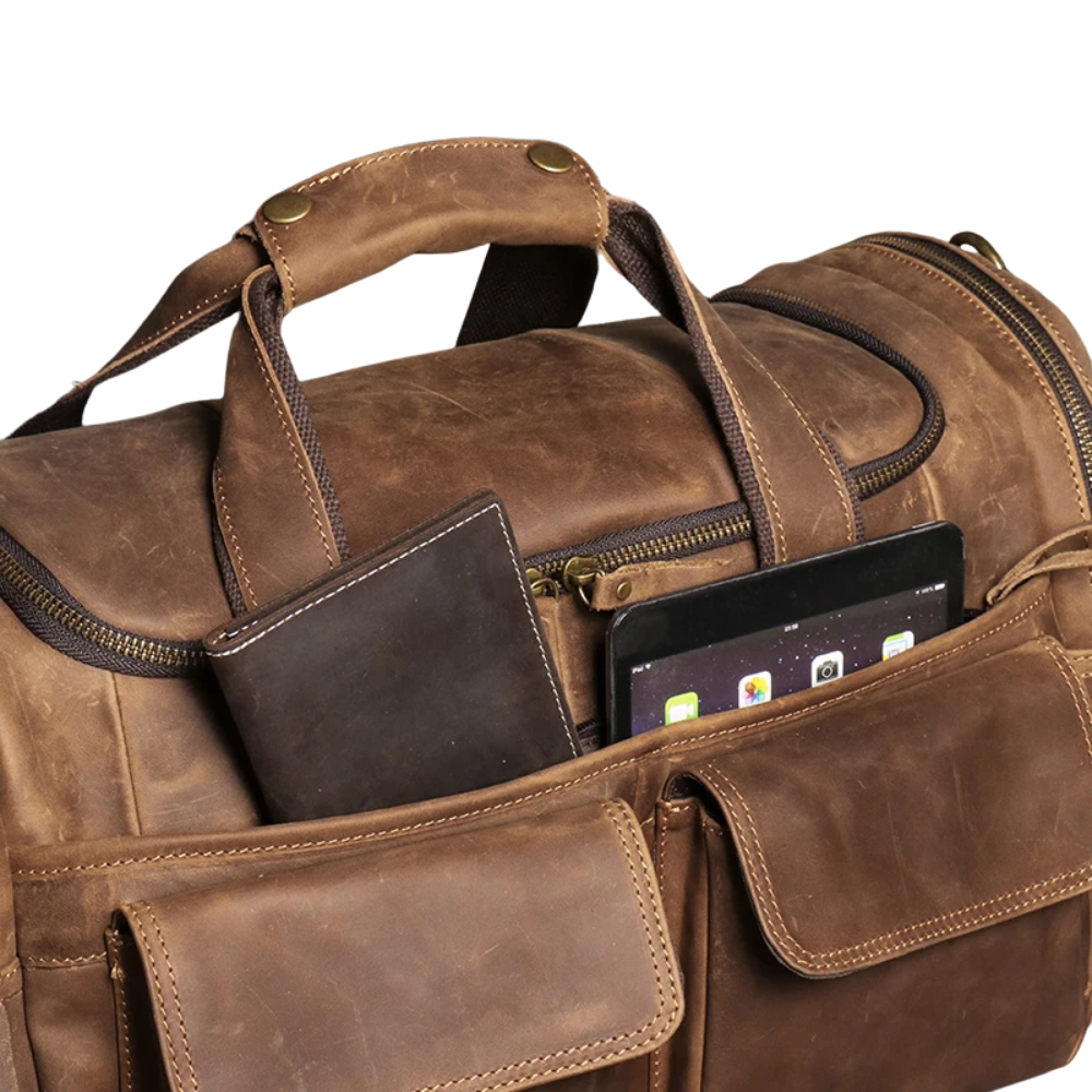 Brown Crazy Horse Leather Duffle Bag