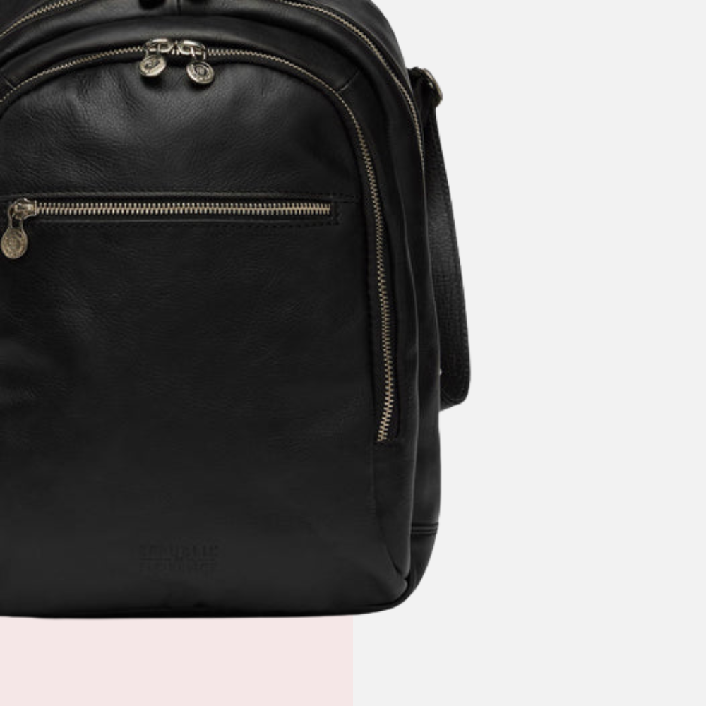Archy Black Leather Business Backpack