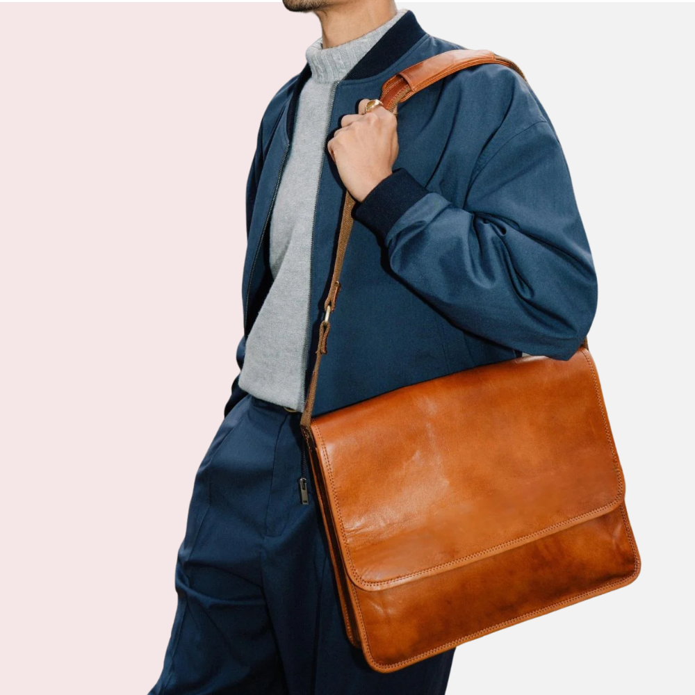 Sleek Leather Laptop Messenger