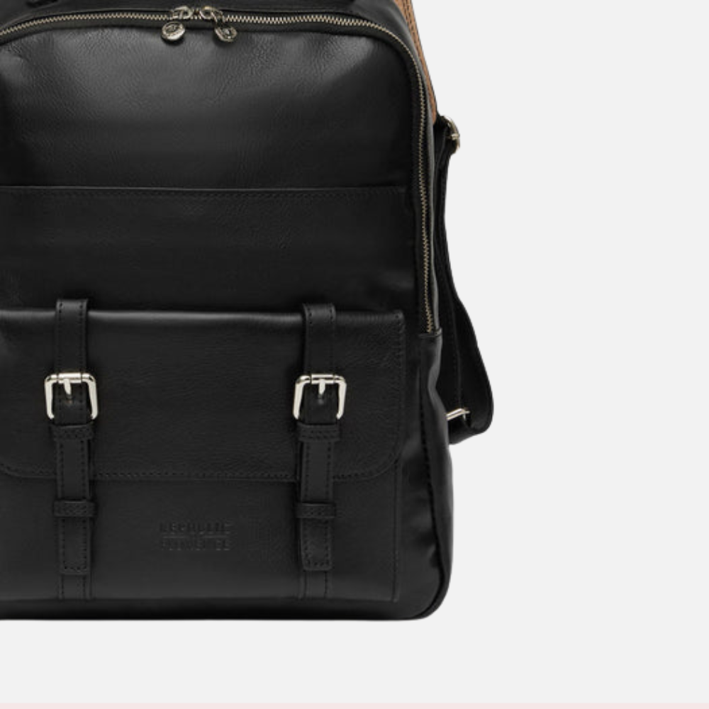 Salvador Black Leather Laptop Backpack