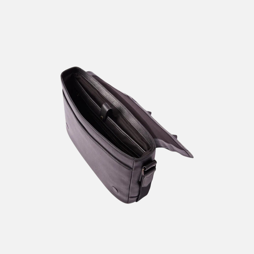 Black Leather Laptop Messenger