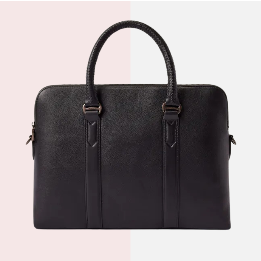 Black Leather Pebble grain Briefcase
