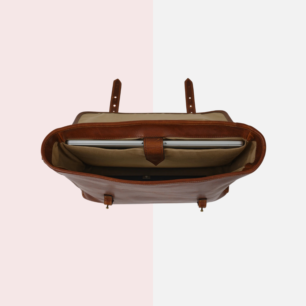 Cognac Brown Laptop Briefcase