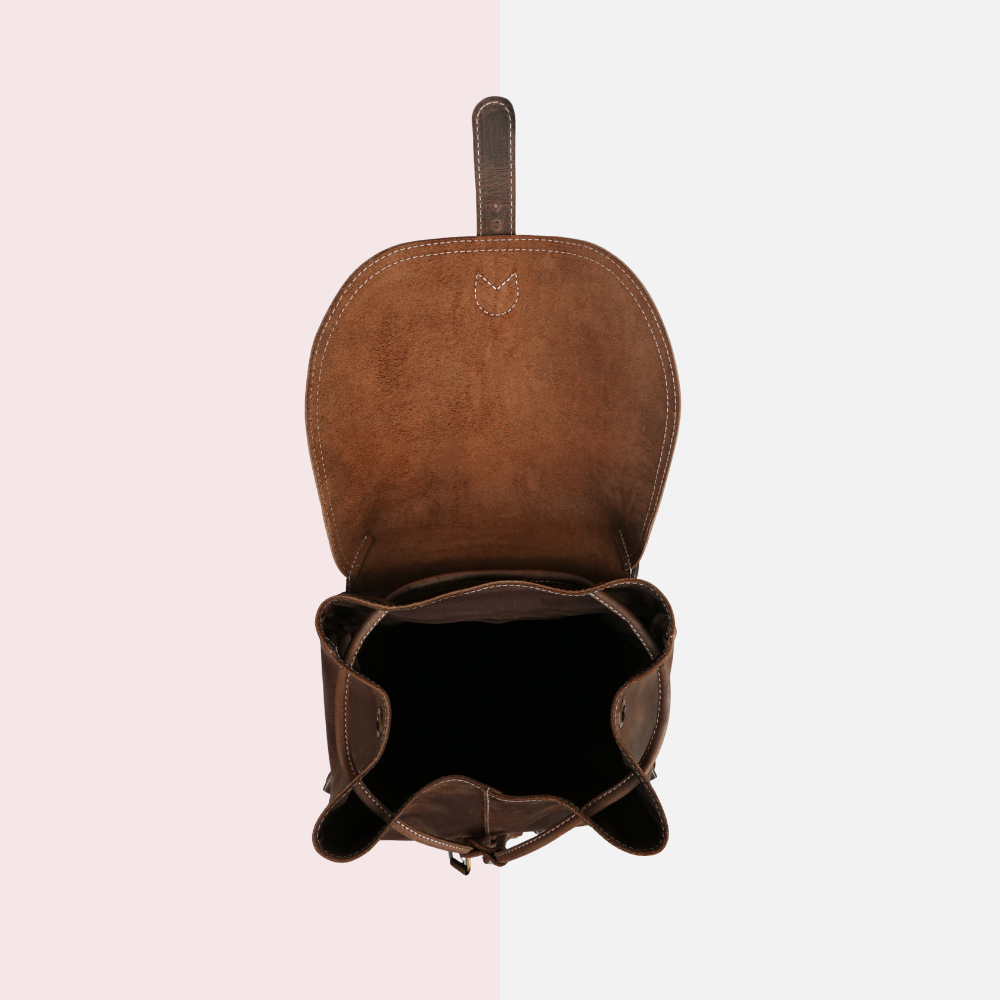 Brown Leather School & Travel Backpack