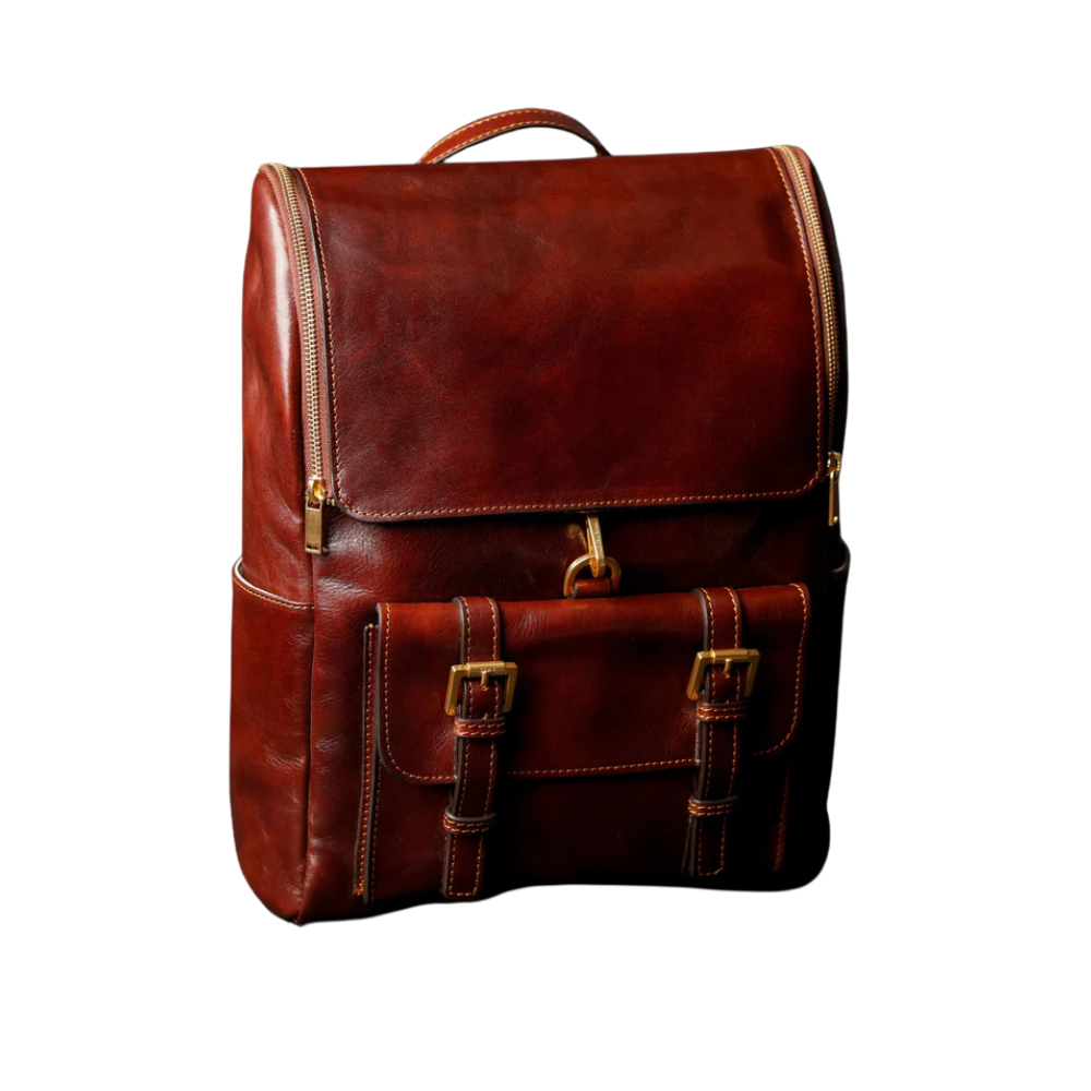 Full Grain Brown Italian Leather Backpack