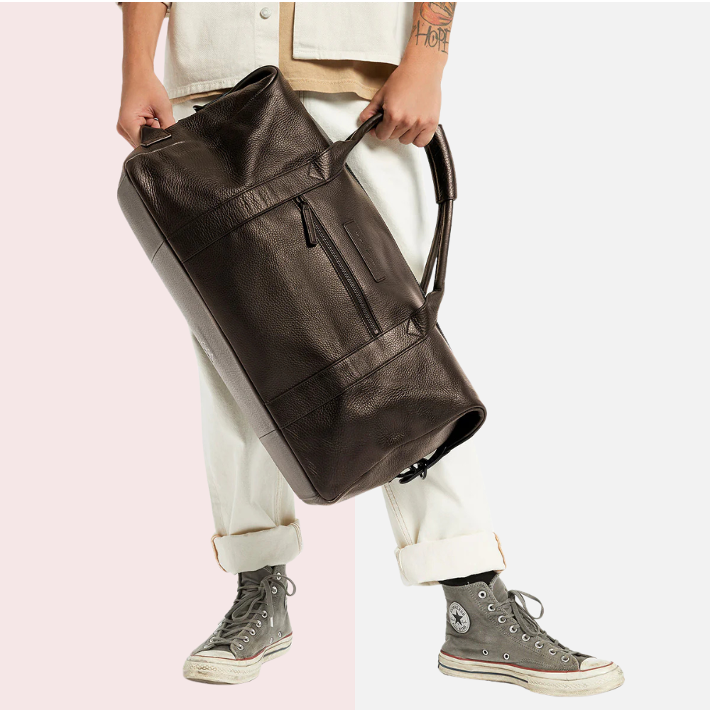 Cocoa Luxe Leather Duffle Bag