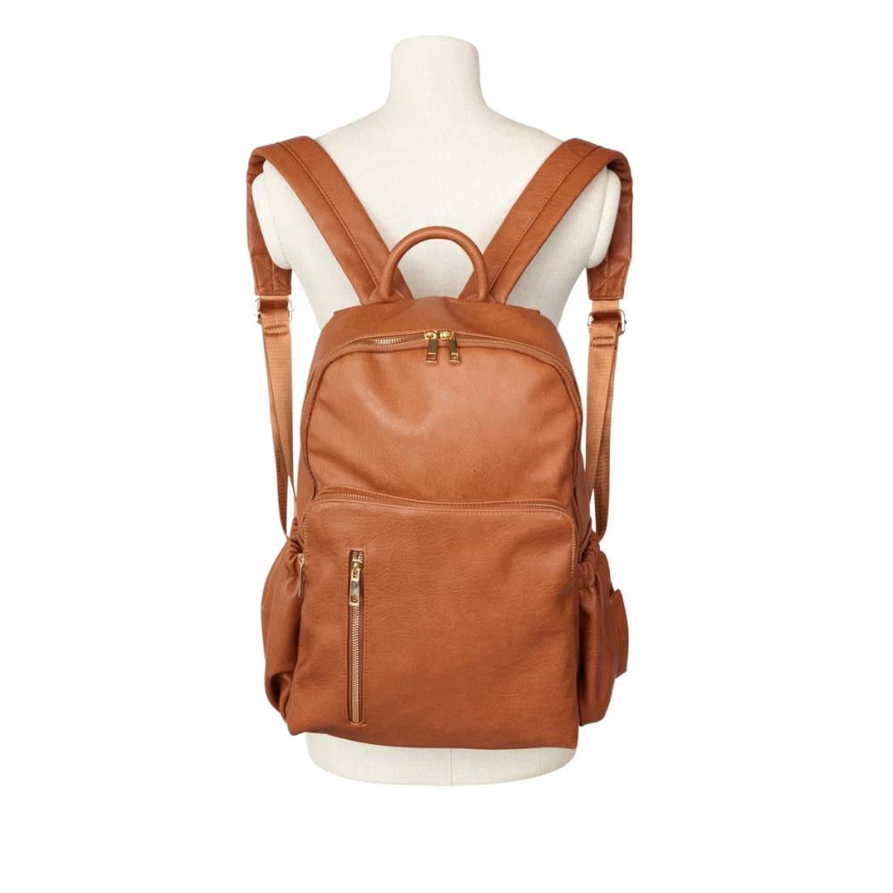 Tan Brown Round Top Backpack