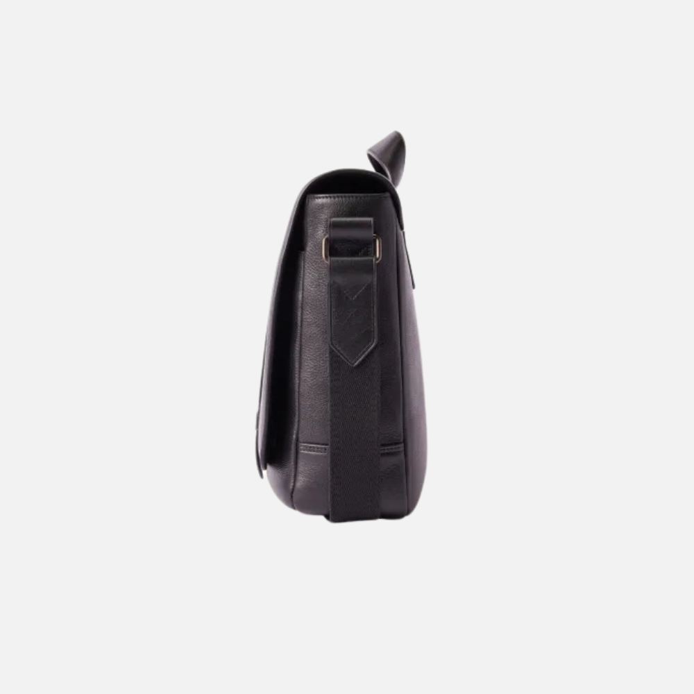 Black Leather Laptop Messenger