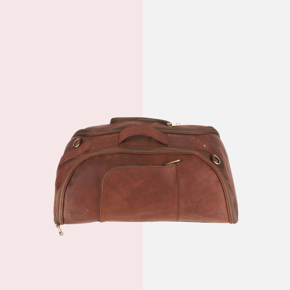 Dark Vintage Leather Duffle Bag