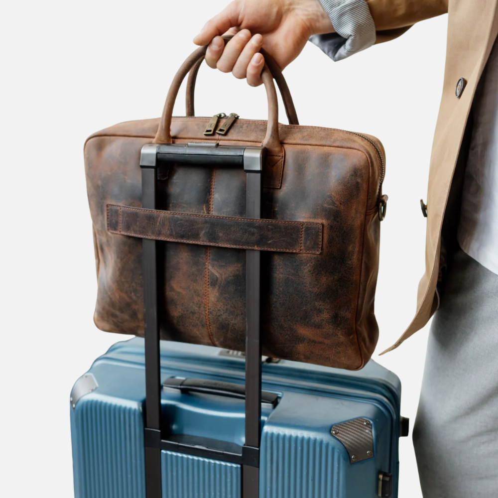 Earth Brown Leather Business Briefcase