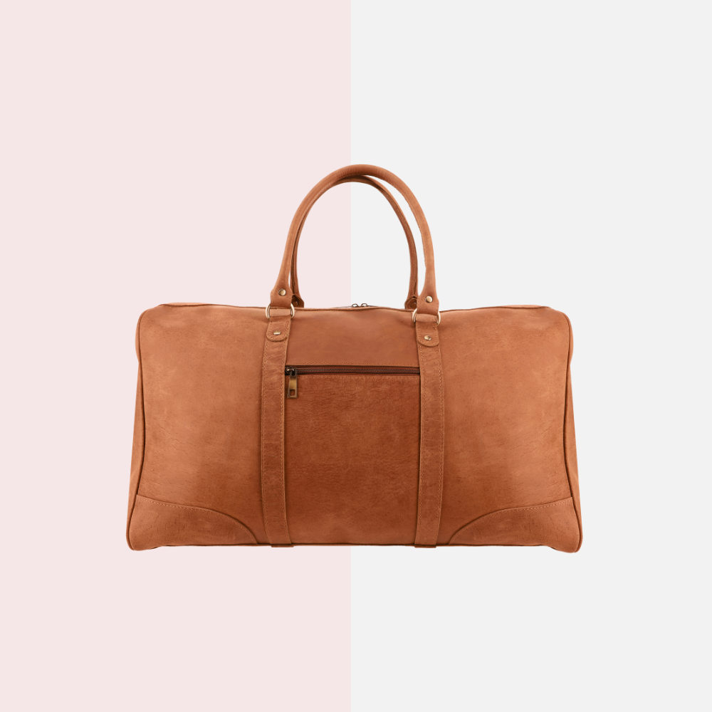 Tan Brown Leather Duffle Bag