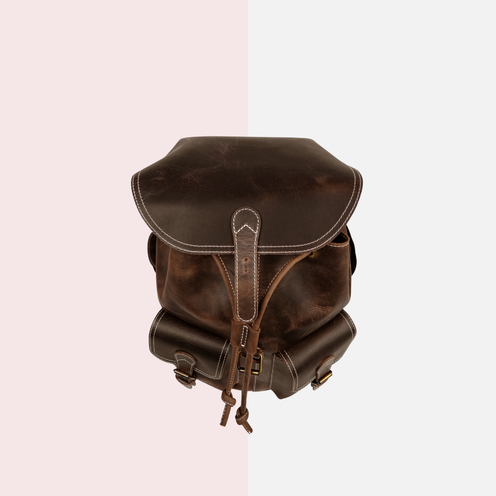Brown Leather School & Travel Backpack