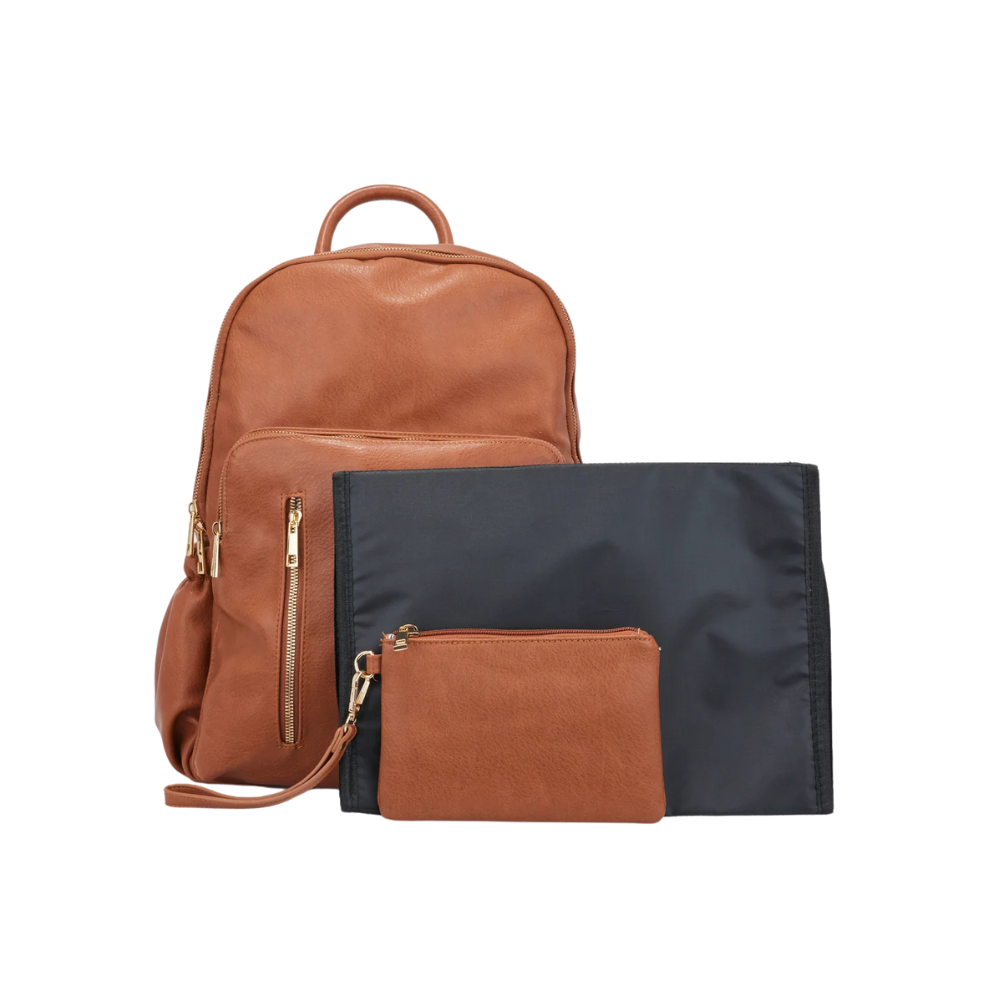 Tan Brown Round Top Backpack