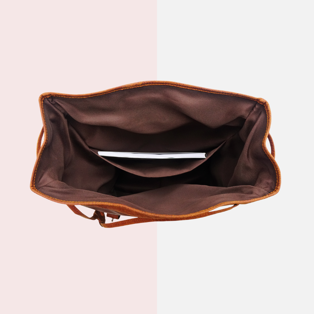 Cognac Brown Leather Backpack