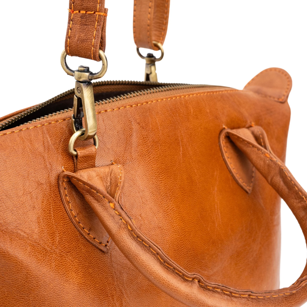 Cognac Brown Top-Handle Bag