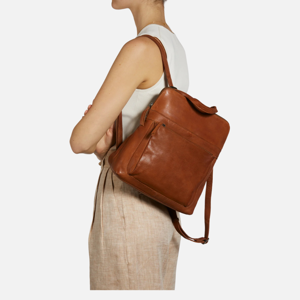 Brown leather convertible backpack