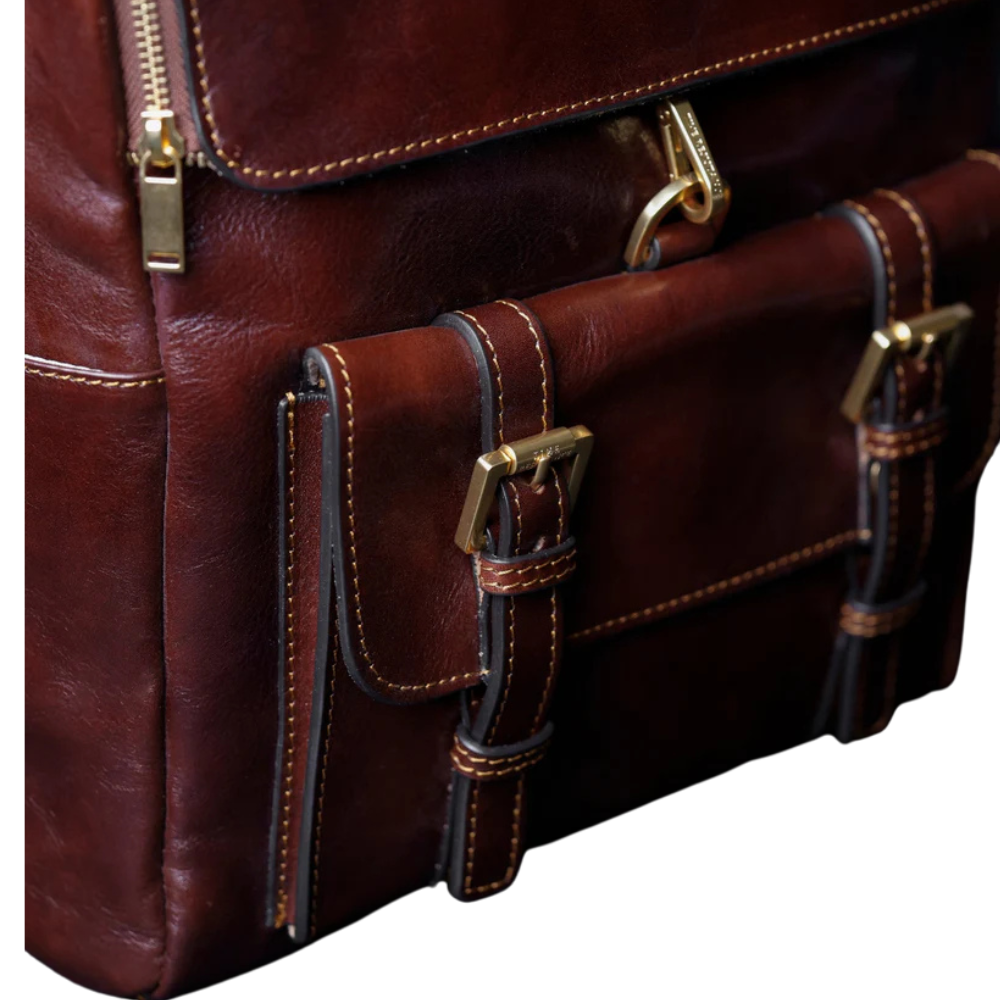 Full Grain Brown Italian Leather Backpack