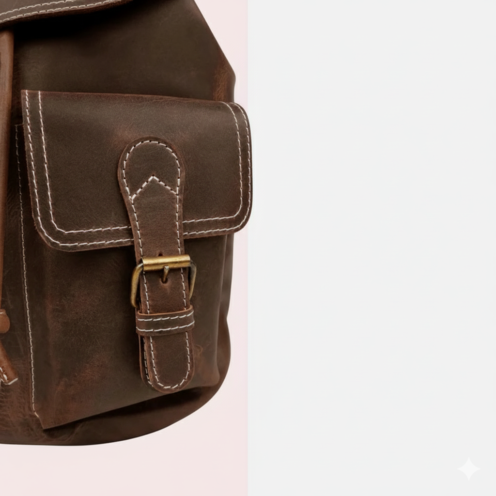Brown Leather School & Travel Backpack