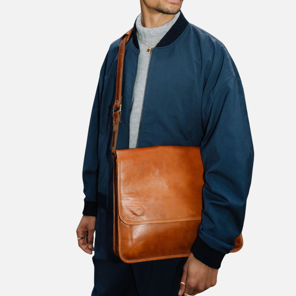 Sleek Leather Laptop Messenger