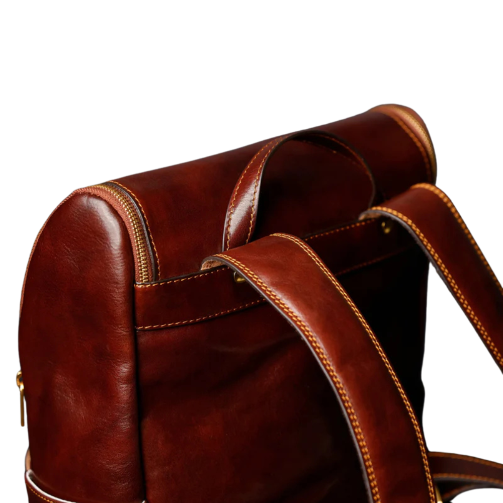 Full Grain Brown Italian Leather Backpack
