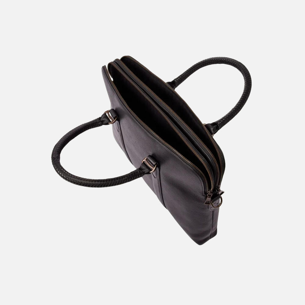 Black Leather Pebble grain Briefcase