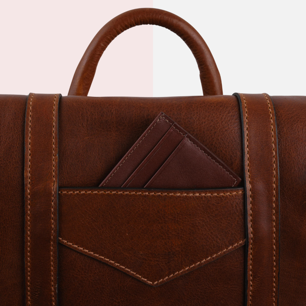 Cognac Brown Leather Backpack